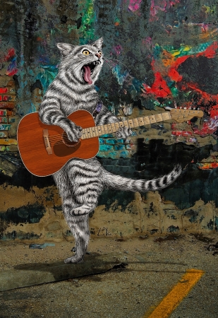 Busker the Guitar Cat by artist Doug LaRue